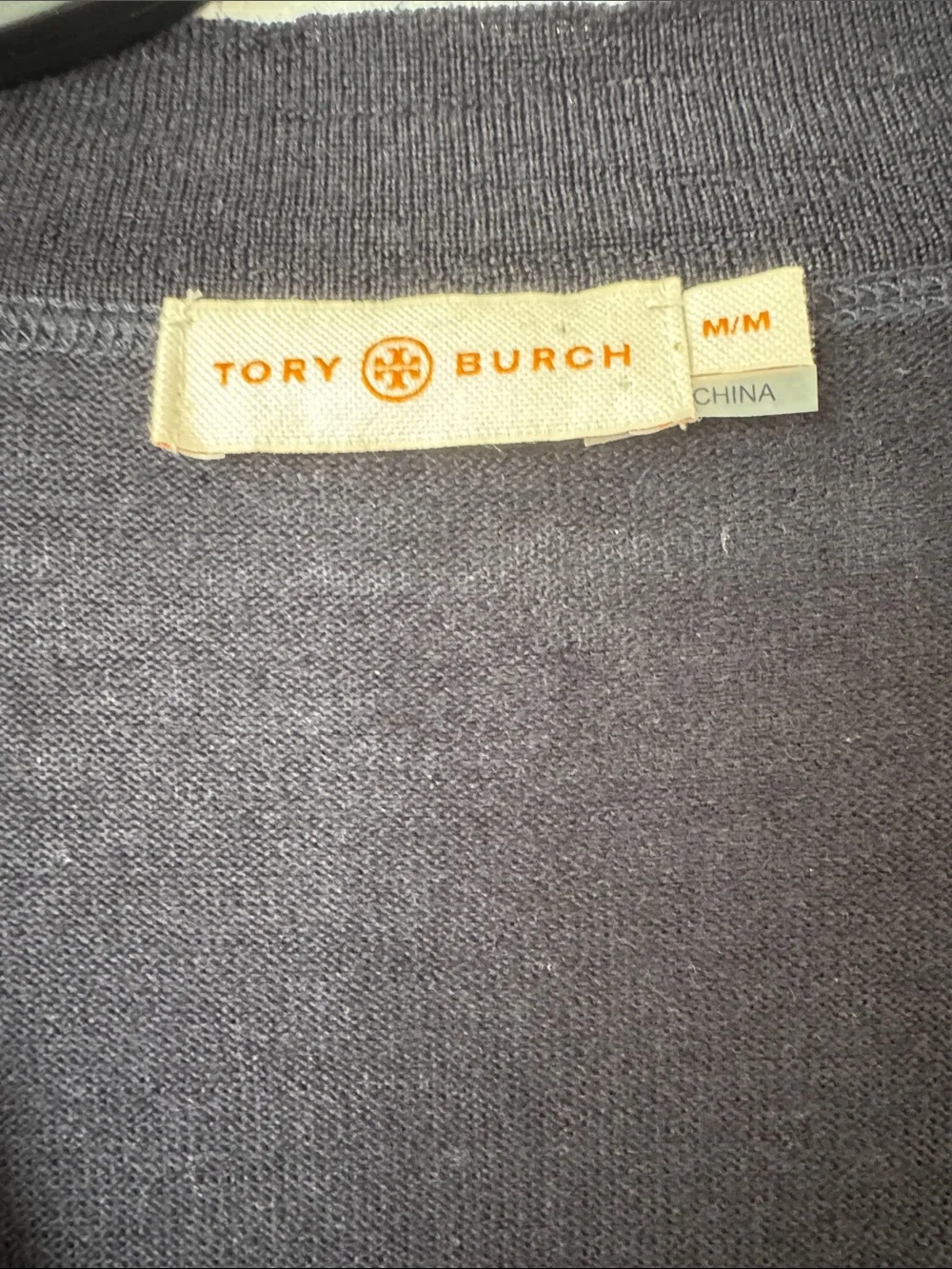 Tory Burch Navy Logo-Button V-Neck Cardigan